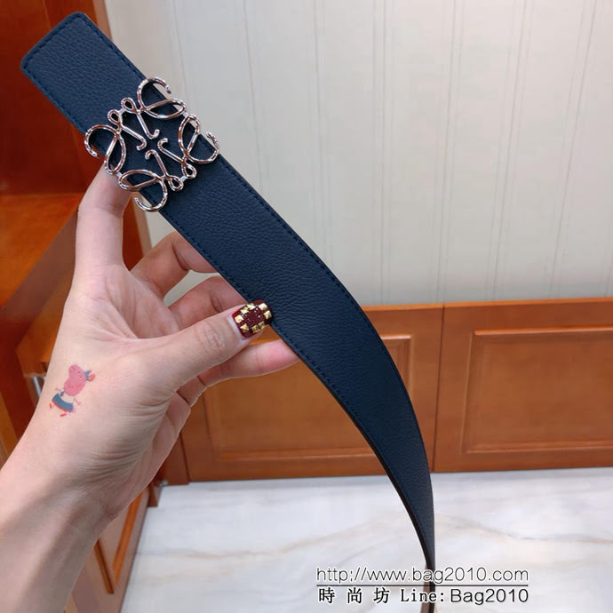 LOEWE羅意威 雙面可用皮帶 義大利雙面頭層荔枝紋腰帶 鋼Gancini扣飾 男士皮帶  xfp1100